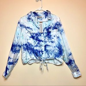 NWT Urban Outfitters Satin TieDye Blouse, Size M